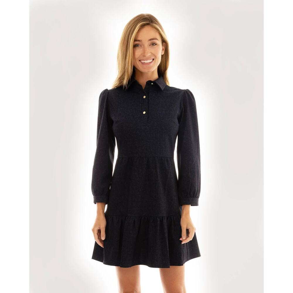 Jude Connally Henley Dress S Denim Navy Coastal Nautical